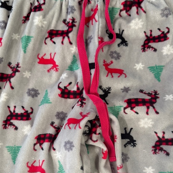 Women's Festive Reindeer Pajama Pants - Gray and Red - Picture 2 of 9